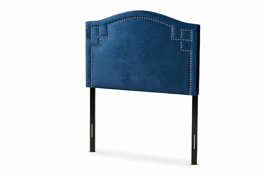 Upholstered Headboard * | Baxton Studio Cheaper Aubrey Modern And Contemporary Royal Blue Velvet Fabric Upholstered Twin Size Headboard