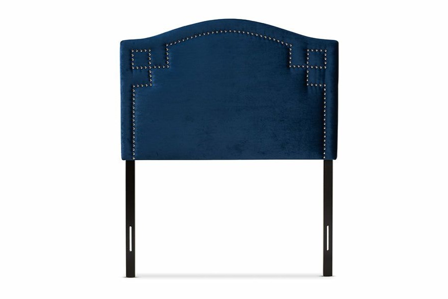 Upholstered Headboard * | Baxton Studio Cheaper Aubrey Modern And Contemporary Royal Blue Velvet Fabric Upholstered Twin Size Headboard