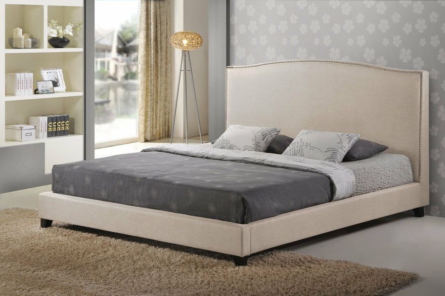 Bed * | Baxton Studio Best Price Aisling Light Beige Fabric Platform Bed King Size