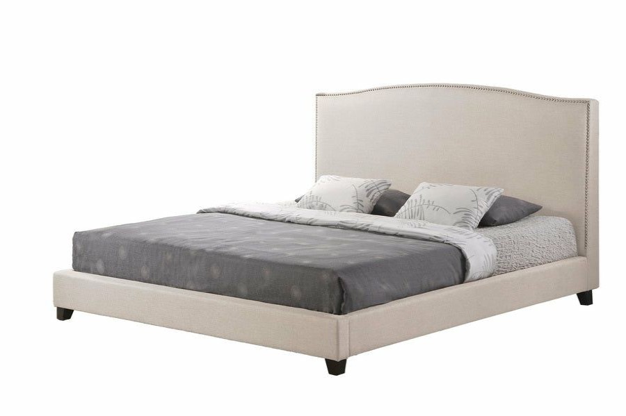 Bed * | Baxton Studio Best Price Aisling Light Beige Fabric Platform Bed King Size