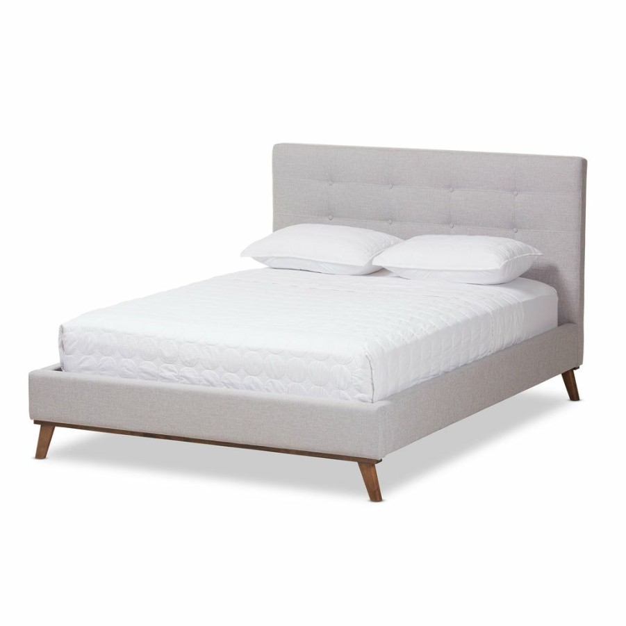 Bed * | Baxton Studio Best Price Valencia Mid-Century Modern Fabric King Size Platform Bed