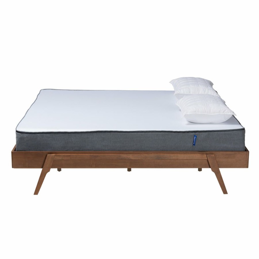 Bed * | Baxton Studio Bestsellers Sarita Mid-Century Modern Ash Walnut Finished Wood Bed Frame