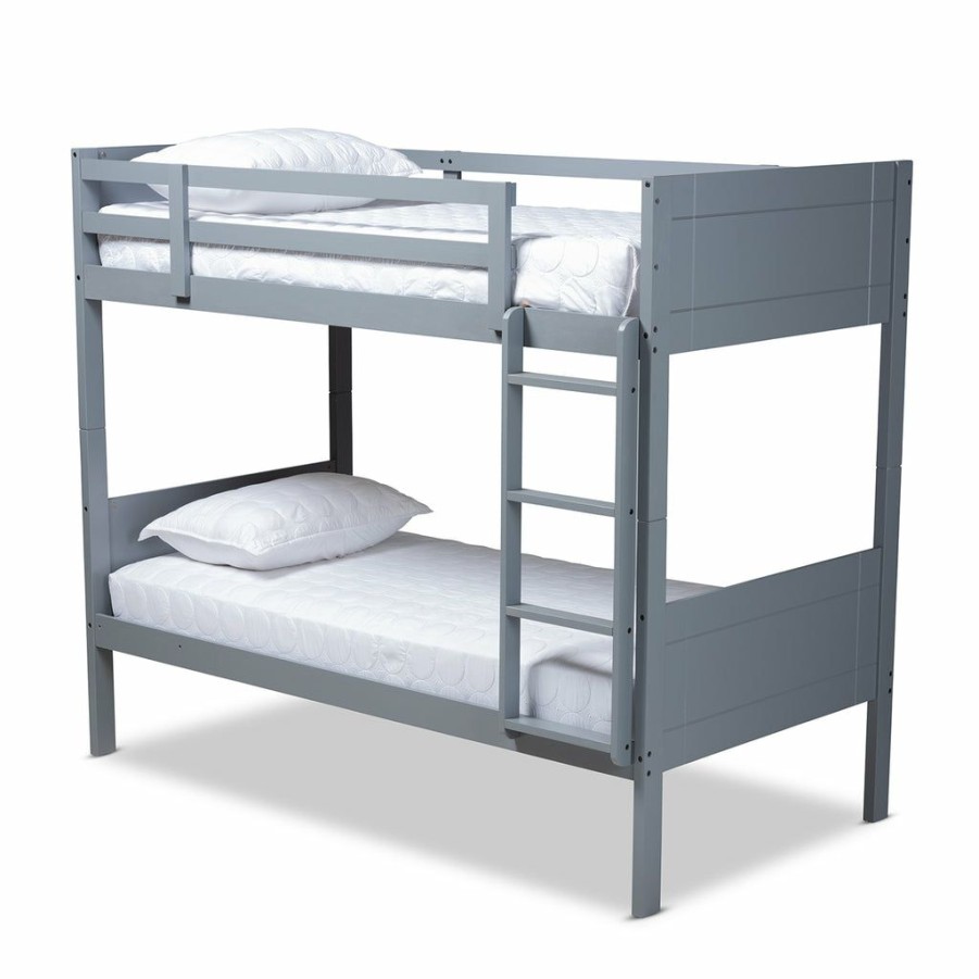 Bed * | Baxton Studio Reliable Quality Elsie Modern Contemporary Wood Twin Size Bunk Bed