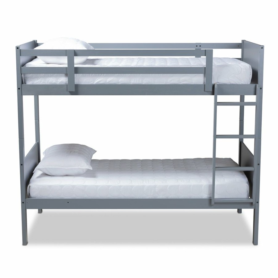 Bed * | Baxton Studio Reliable Quality Elsie Modern Contemporary Wood Twin Size Bunk Bed