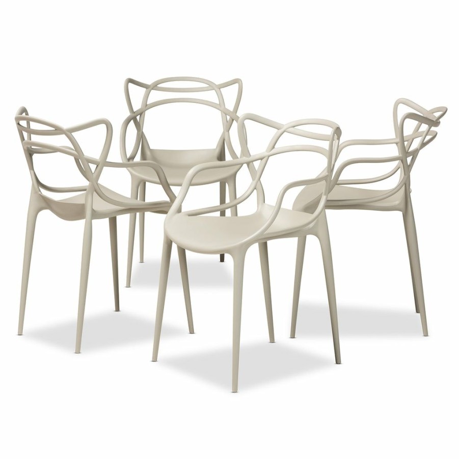 Dining Chair * | Baxton Studio Top Sell Landry Modern And Contemporary Finished Polypropylene Plastic 4-Piece Stackable Dining Chair Set