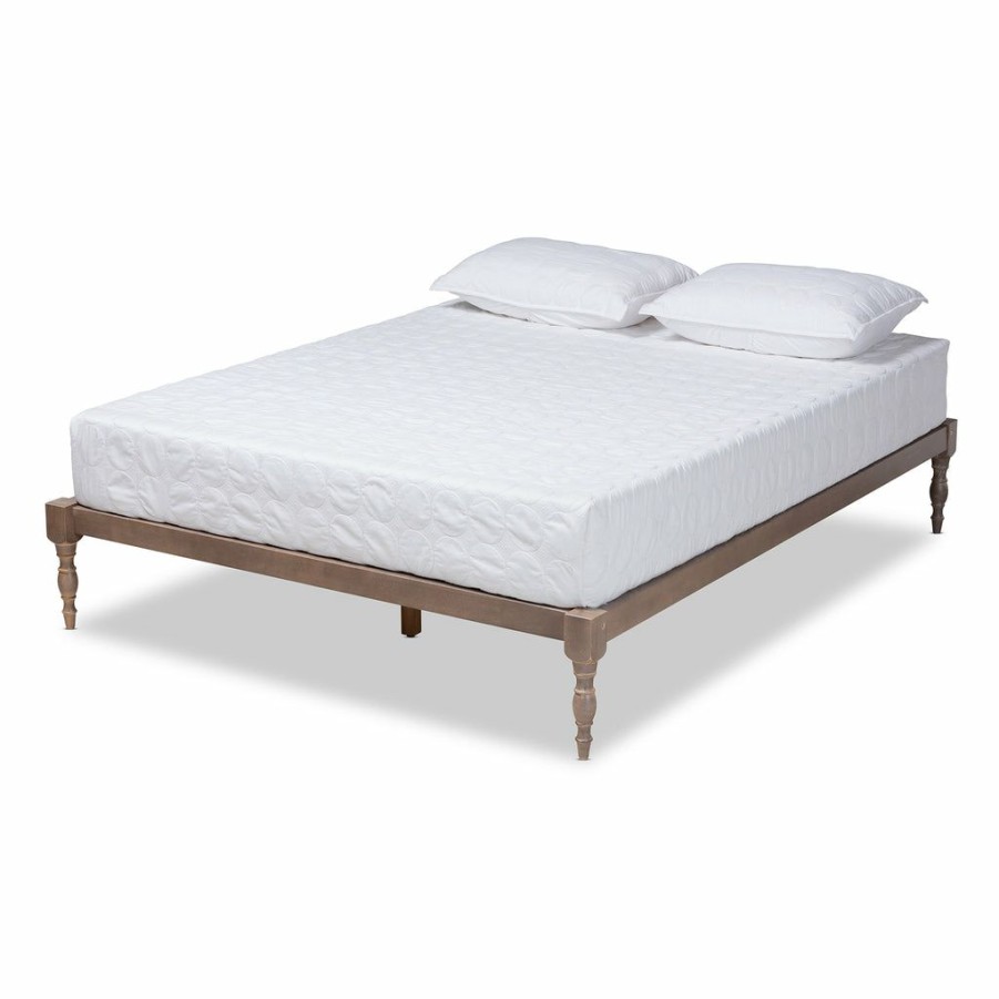 Bed * | Baxton Studio Hot Selling Iseline Modern And Contemporary Antique Oak Finished Wood Full Size Platform Bed Frame