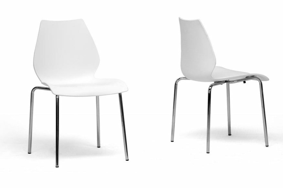 Dining Chair * | Baxton Studio 100% Guarantee Overlea White Plastic Modern Dining Chair (Set Of 2)