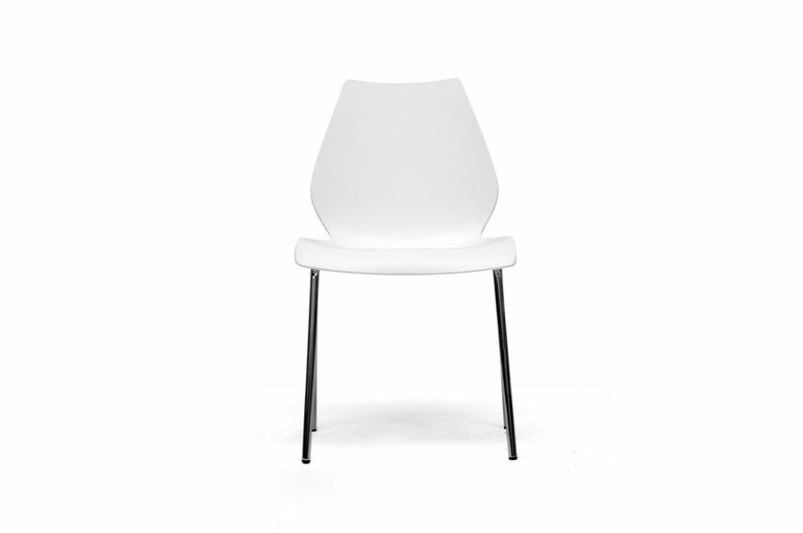 Dining Chair * | Baxton Studio 100% Guarantee Overlea White Plastic Modern Dining Chair (Set Of 2)