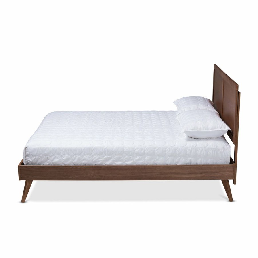 Bed * | Baxton Studio Best Price Zenon Mid-Century Modern Walnut Brown Finished Wood Full Size Platform Bed