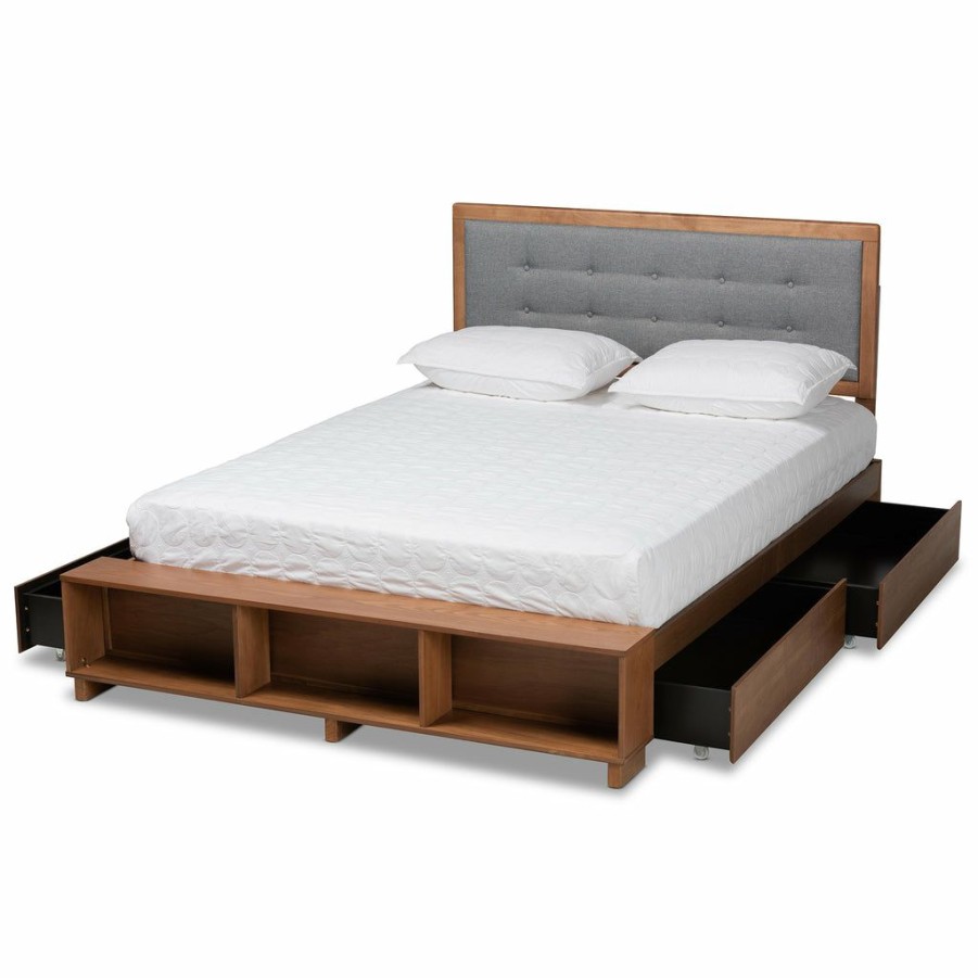 Bed * | Baxton Studio Fashion Cosma Modern Transitional Brown Finished Wood 4-Drawer Platform Storage Bed