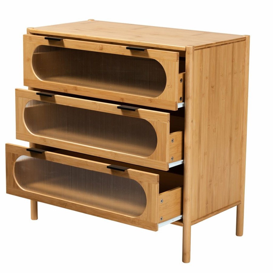 Shoe Cabinet * | Baxton Studio Cheaper Naresh Mid-Century Modern Transitional Natural Brown Bamboo Wood Storage Cabinet