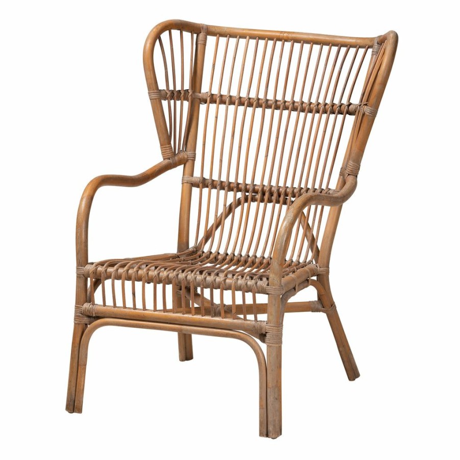 Chair * | Baxton Studio Hot Selling Lamaria Modern Bohmenian Natural Brown Antique Rattan Armchair