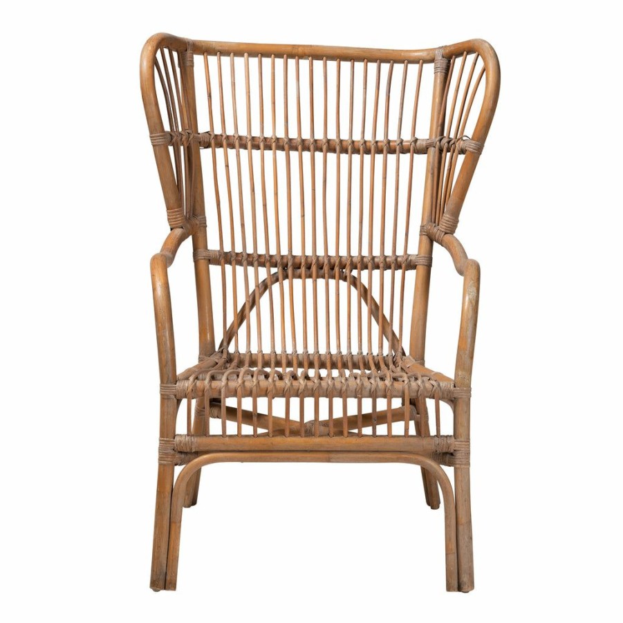 Chair * | Baxton Studio Hot Selling Lamaria Modern Bohmenian Natural Brown Antique Rattan Armchair