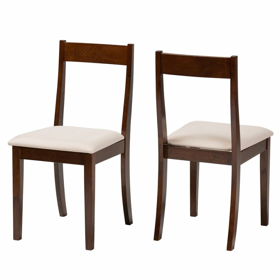 Dining Chair * | Baxton Studio High Quality Carola Mid-Century Modern Fabric And Dark Brown Finished Wood 2-Piece Dining Chair Set