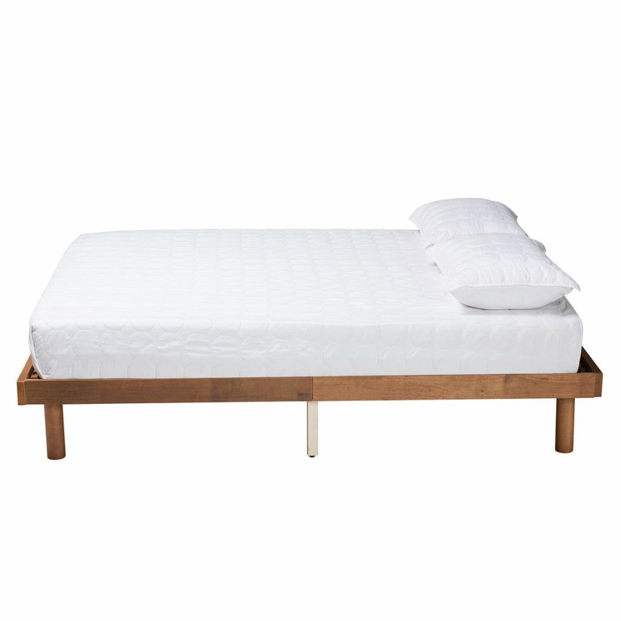 Bed * | Baxton Studio Cheaper Winston Mid-Century Modern Walnut Brown Finished Wood King Size Platform Bed Frame