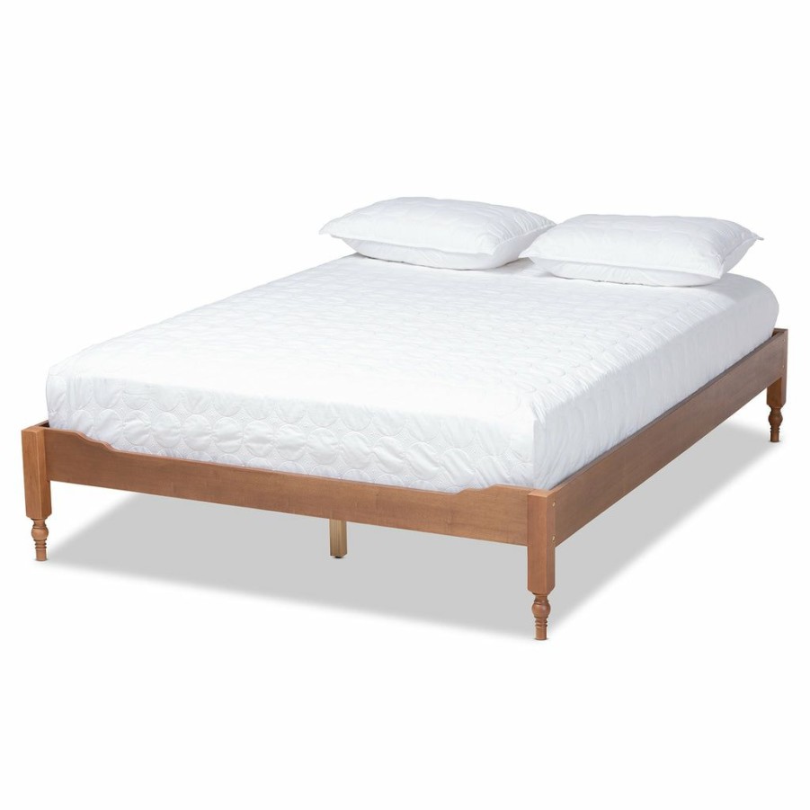 Bed * | Baxton Studio Top Sell Laure French Bohemian Ash Walnut Finished Wood Queen Size Platform Bed Frame