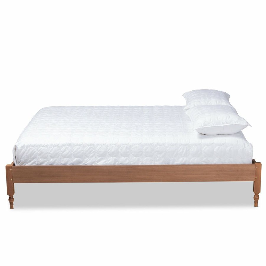 Bed * | Baxton Studio Top Sell Laure French Bohemian Ash Walnut Finished Wood Queen Size Platform Bed Frame