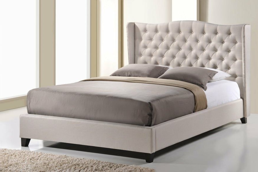 Bed * | Baxton Studio Attractive Norwich Light Beige Linen Modern Platform Bed King Size