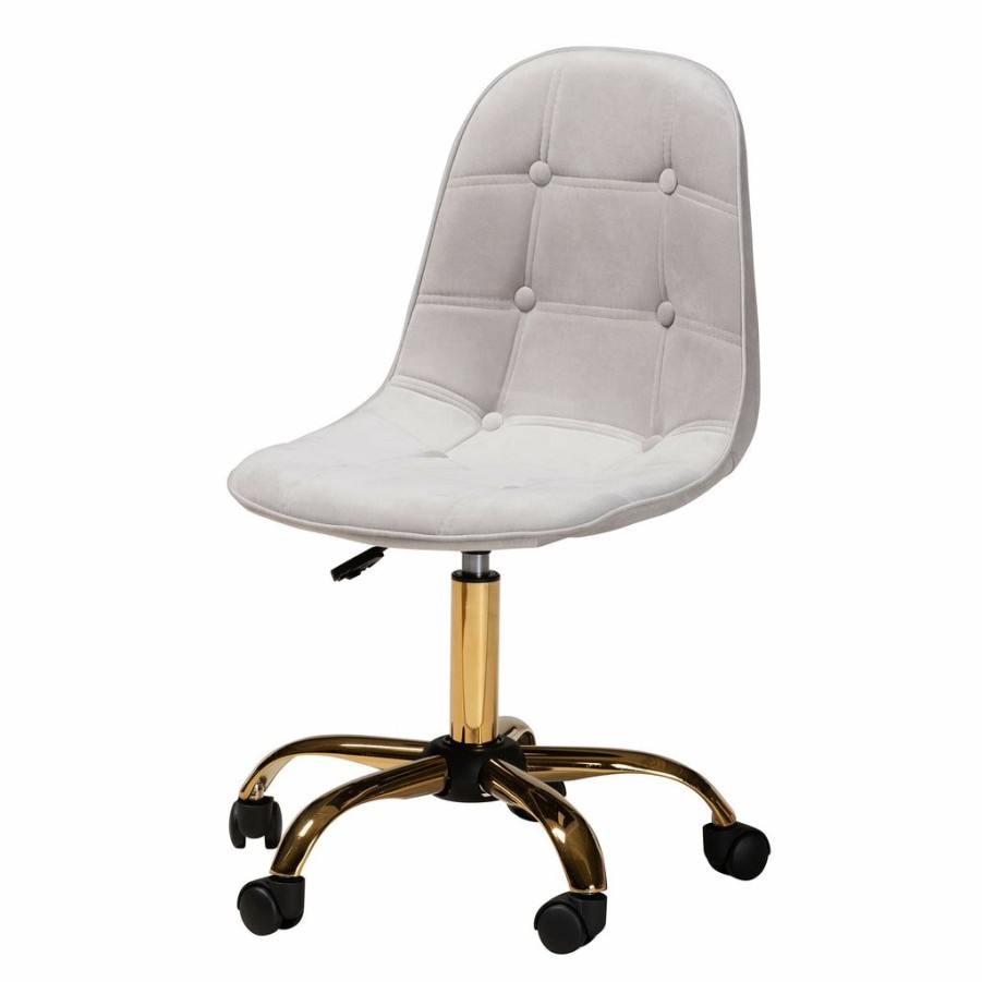 Chair * | Baxton Studio High Quality Kabira Contemporary Glam And Luxe Velvet Fabric And Gold Metal Swivel Office Chair