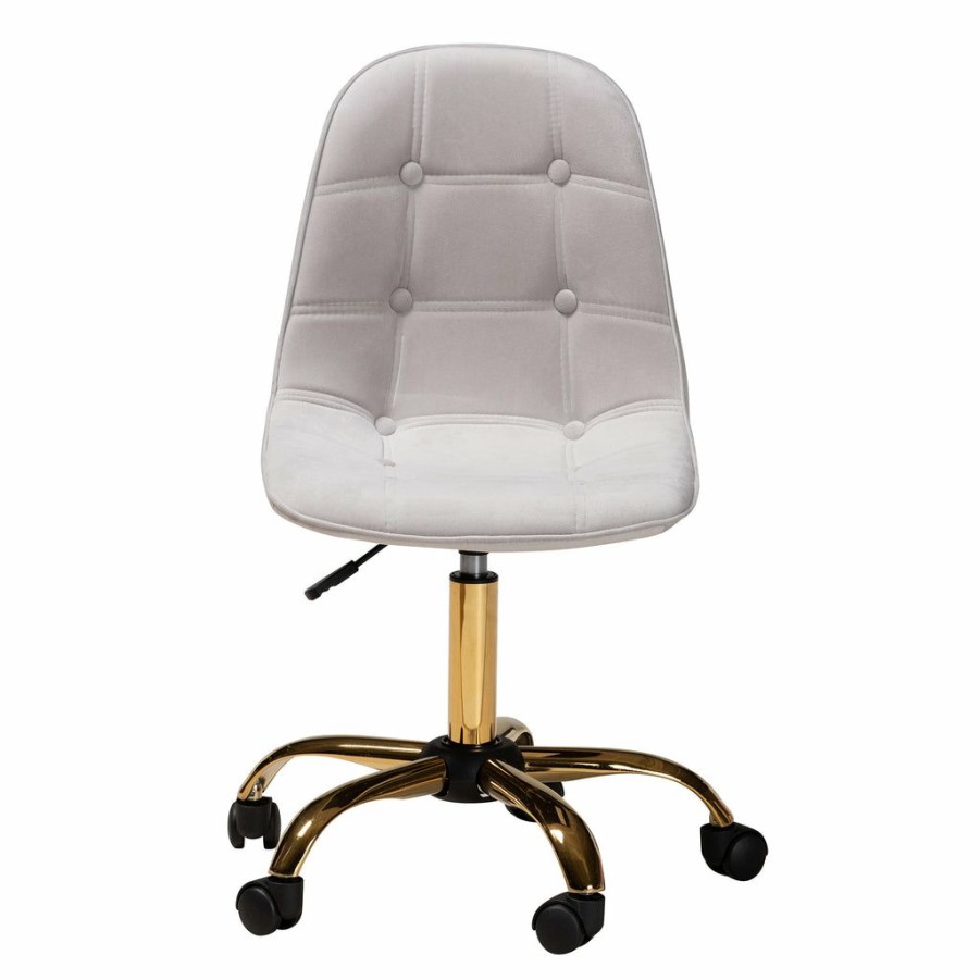 Chair * | Baxton Studio High Quality Kabira Contemporary Glam And Luxe Velvet Fabric And Gold Metal Swivel Office Chair