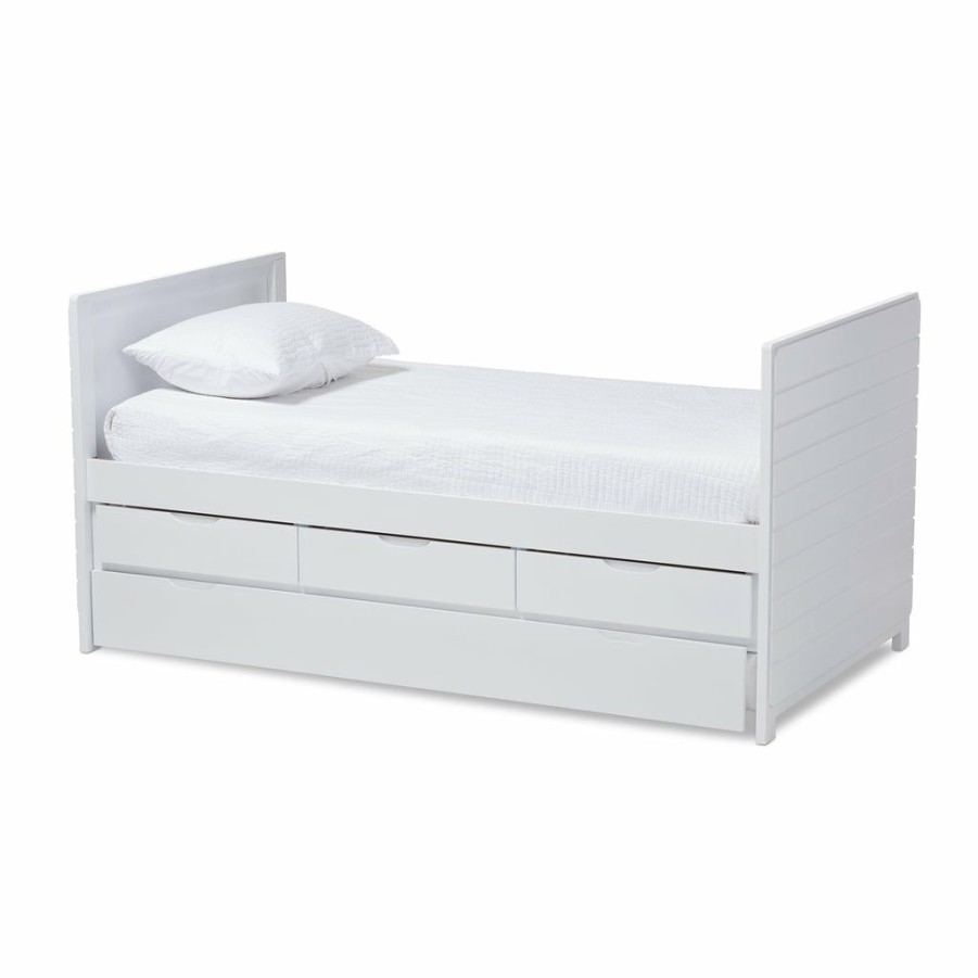 Bed * | Baxton Studio Online Discount Linna Modern Contemporary Daybed With Trundle