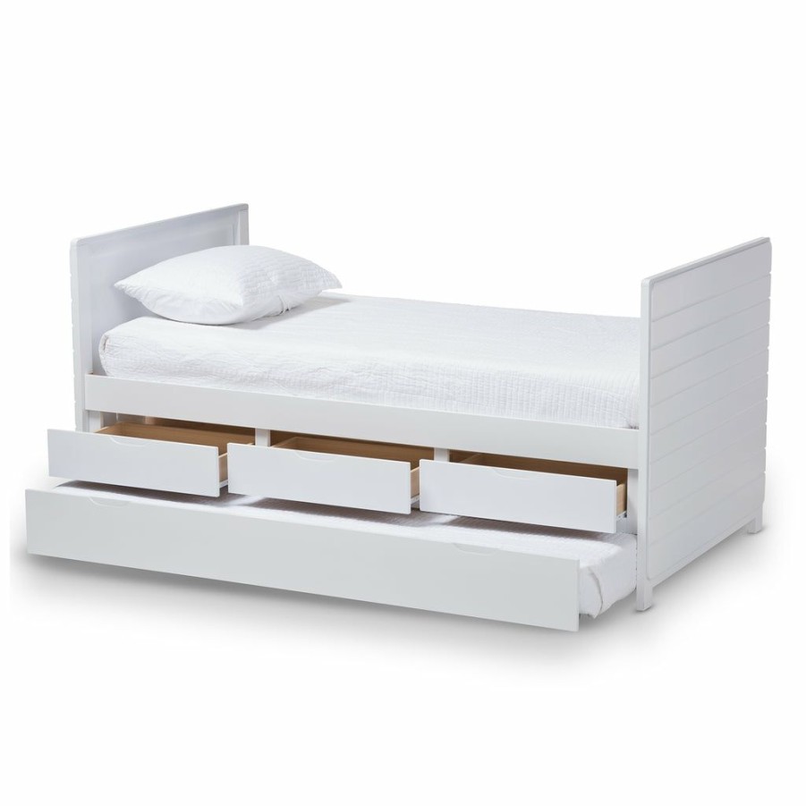 Bed * | Baxton Studio Online Discount Linna Modern Contemporary Daybed With Trundle