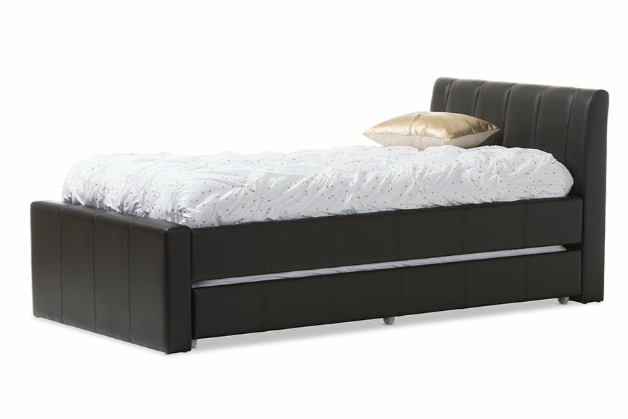 Bed * | Baxton Studio Online Discount Cosmo Modern Contemporary Faux Leather Twin Size Trundle Bed