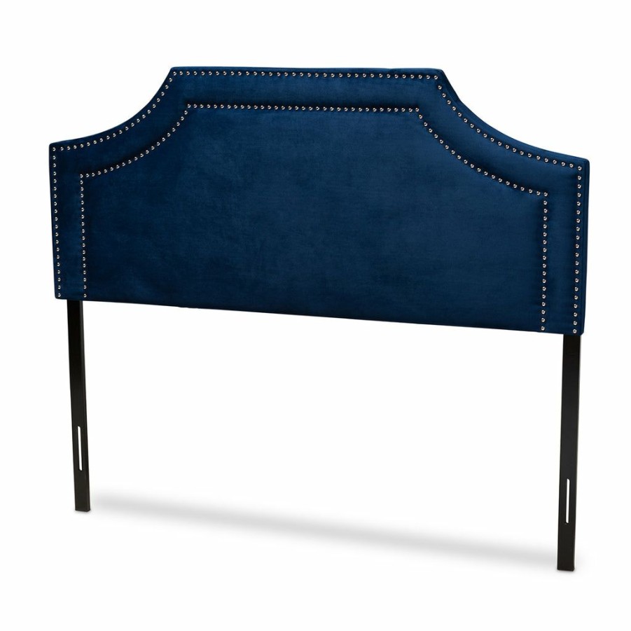 Upholstered Headboard * | Baxton Studio Bestsellers Avignon Modern And Contemporary Navy Blue Velvet Fabric Upholstered Queen Size Headboard