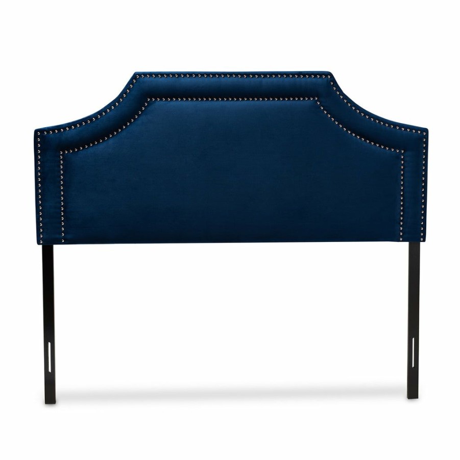 Upholstered Headboard * | Baxton Studio Bestsellers Avignon Modern And Contemporary Navy Blue Velvet Fabric Upholstered Queen Size Headboard