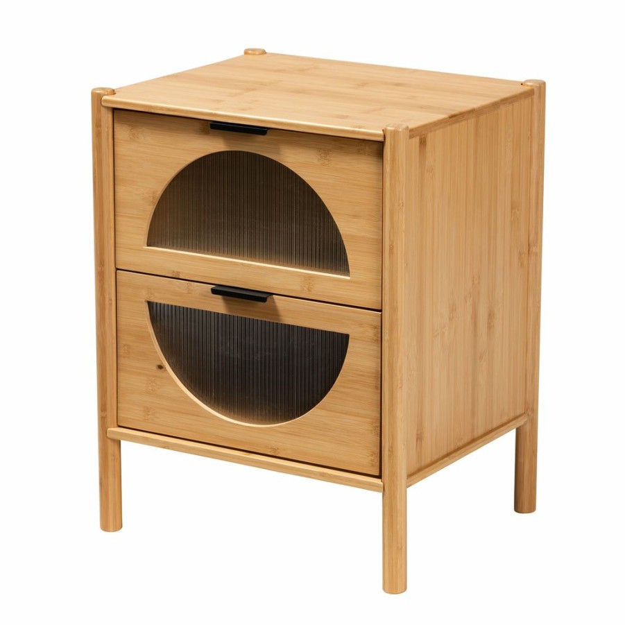 Drawer Table * | Baxton Studio Typical Style Naresh Mid-Century Modern Transitional Natural Brown Bamboo Wood End Table