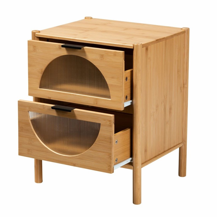 Drawer Table * | Baxton Studio Typical Style Naresh Mid-Century Modern Transitional Natural Brown Bamboo Wood End Table