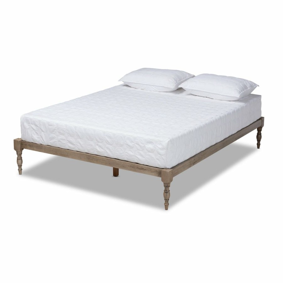 Bed * | Baxton Studio Fashion Iseline Modern And Contemporary Antique Grey Finished Wood Queen Size Platform Bed Frame