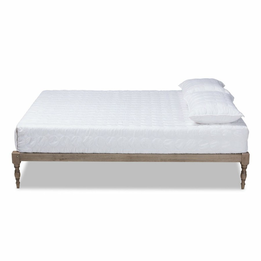 Bed * | Baxton Studio Fashion Iseline Modern And Contemporary Antique Grey Finished Wood Queen Size Platform Bed Frame