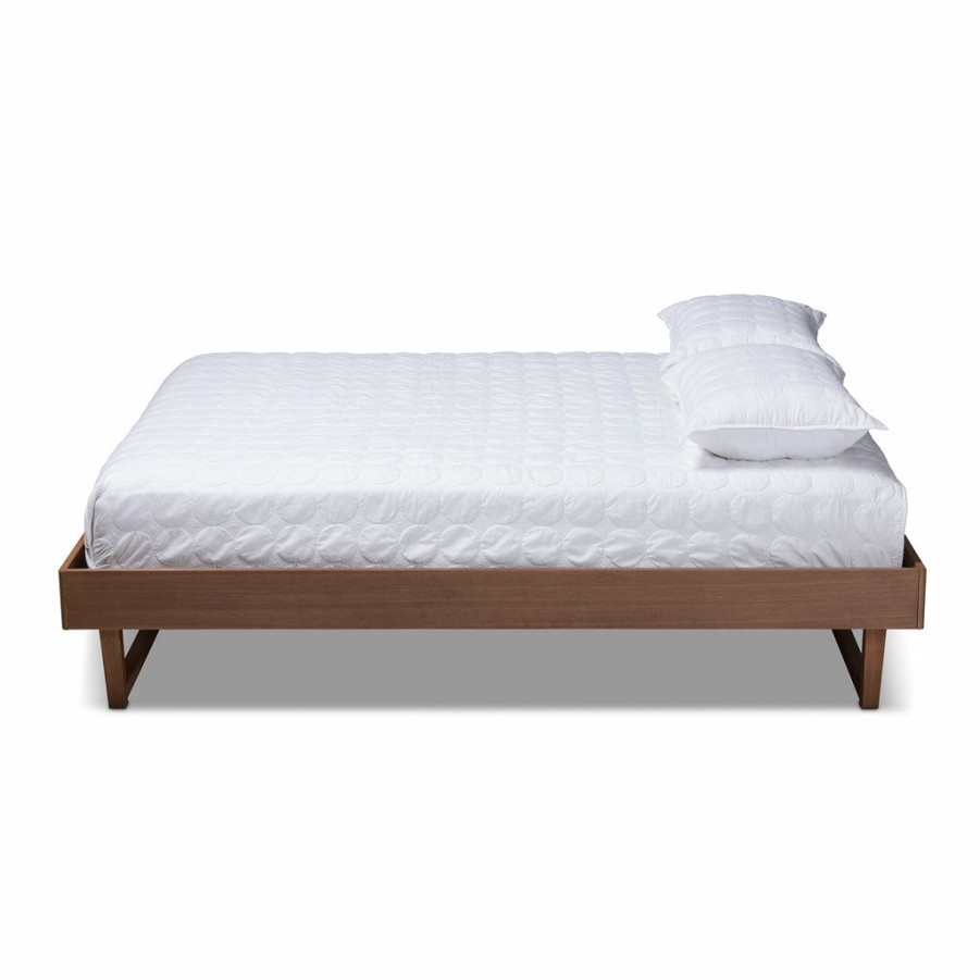 Bed * | Baxton Studio Reliable Quality Liliya Mid-Century Modern Walnut Brown Finished Wood King Size Platform Bed Frame