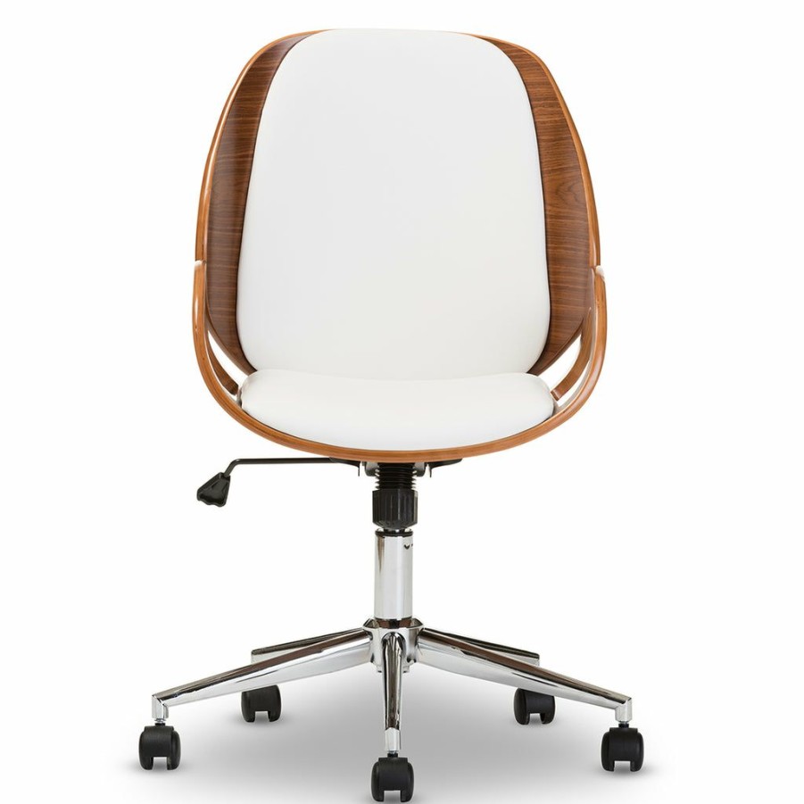 Chair * | Baxton Studio Crazy Deals Watson Modern And Contemporary White And Walnut Office Chair