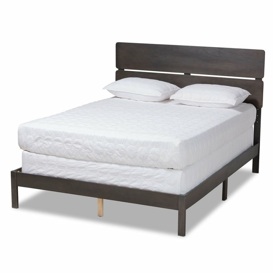 Bed * | Baxton Studio Low Price Anthony Modern And Contemporary Dark Grey Oak Finished Wood Full Size Panel Bed