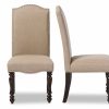 Dining Chair * | Baxton Studio Less Expensive Zachary Chic French Vintage Oak Brown Beige Linen Fabric Upholstered Dining Chair (Set Of 2)