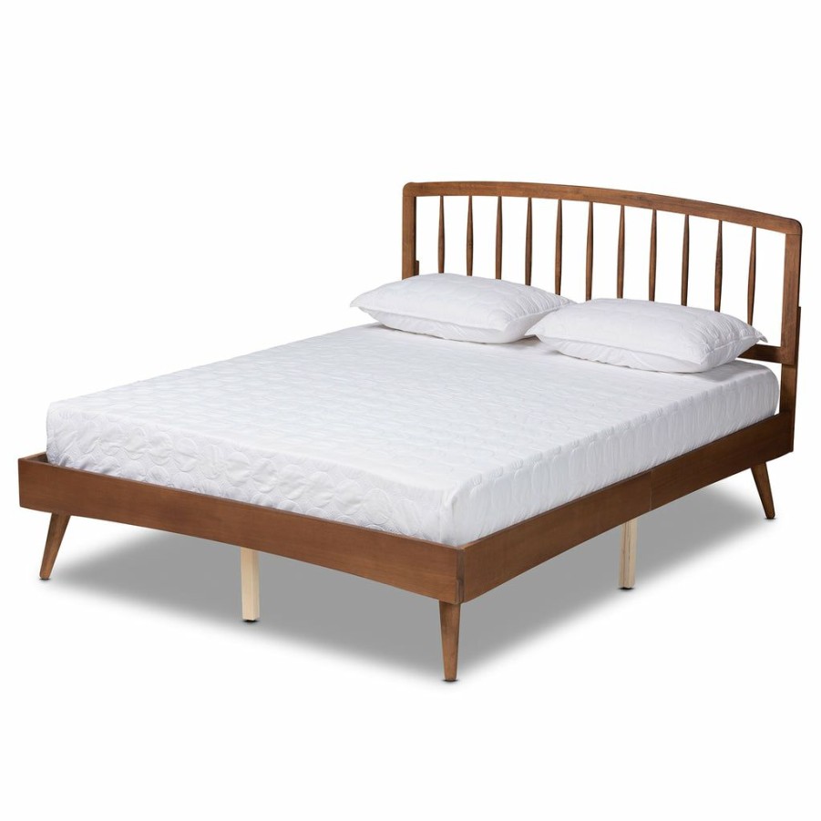 Bed * | Baxton Studio Top Sell Paton Mid-Century Modern Walnut Brown Finished Wood Platform Bed