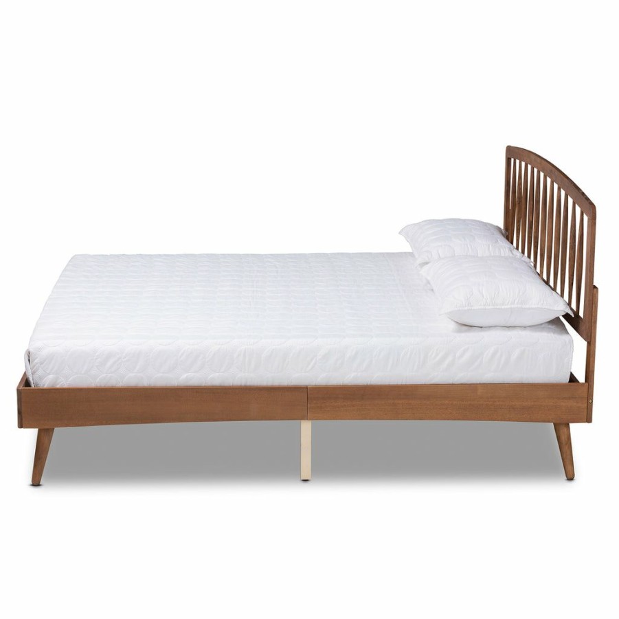 Bed * | Baxton Studio Top Sell Paton Mid-Century Modern Walnut Brown Finished Wood Platform Bed