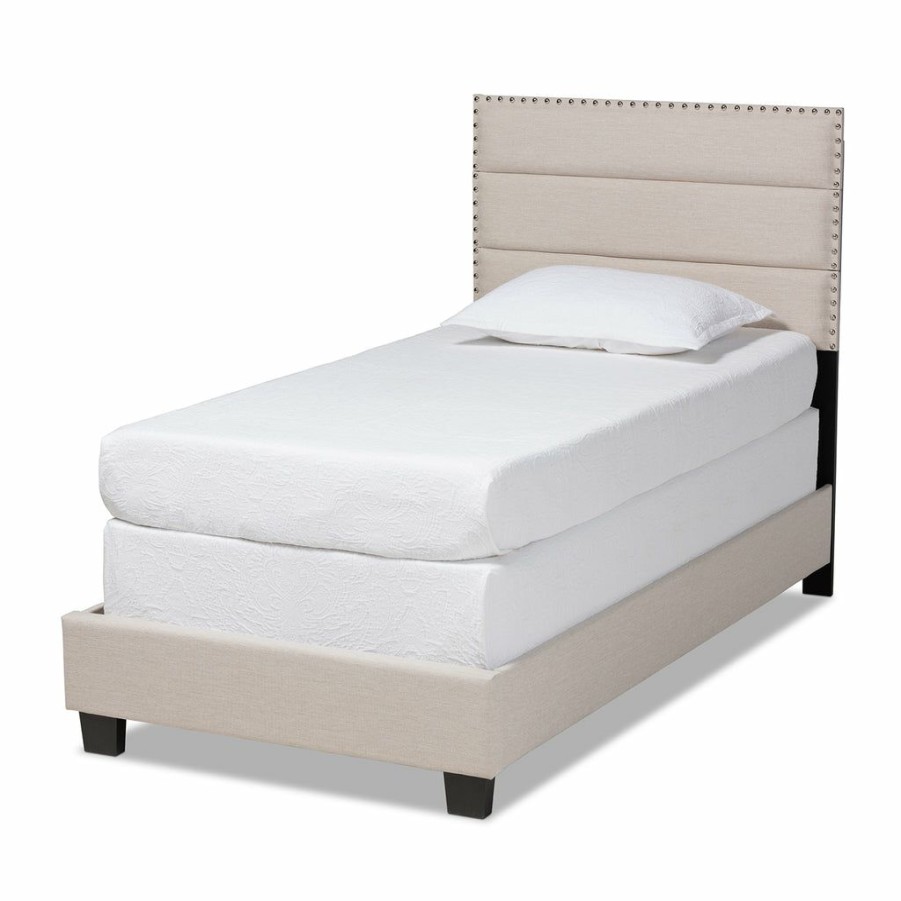 Bed * | Baxton Studio Discount Ansa Modern And Contemporary Beige Fabric Upholstered Twin Size Bed