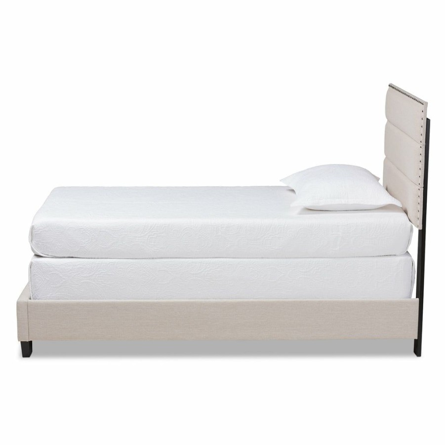 Bed * | Baxton Studio Discount Ansa Modern And Contemporary Beige Fabric Upholstered Twin Size Bed