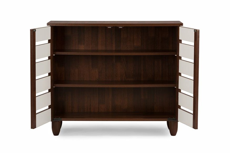 Shoe Cabinet * | Baxton Studio Top Sell Gisela Oak And White Shoe Cabinet