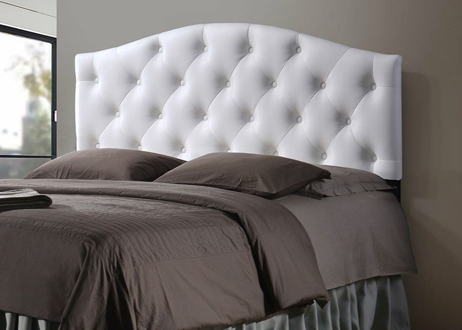 Upholstered Headboard * | Baxton Studio Best Price Myra Modern Contemporary Full Size Faux Leather Upholstered Button-Tufted Scalloped Headboard