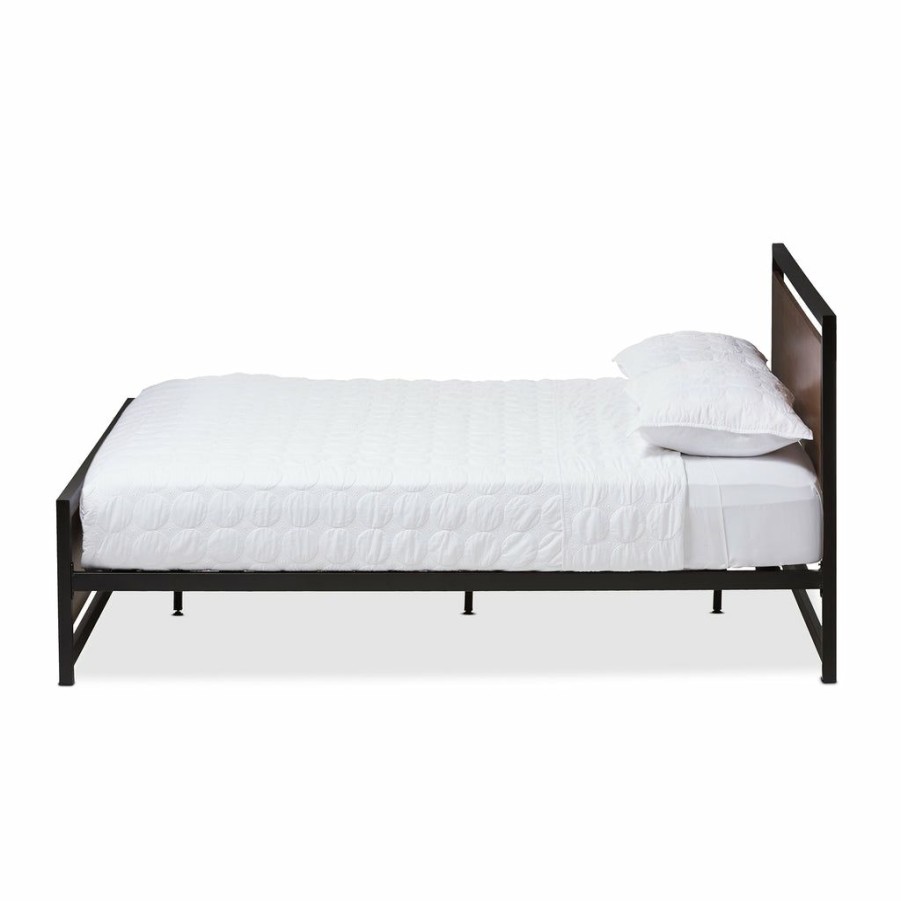 Bed * | Baxton Studio Low Price Gabby Vintage Industrial Black Finished Metal Queen Size Platform Bed