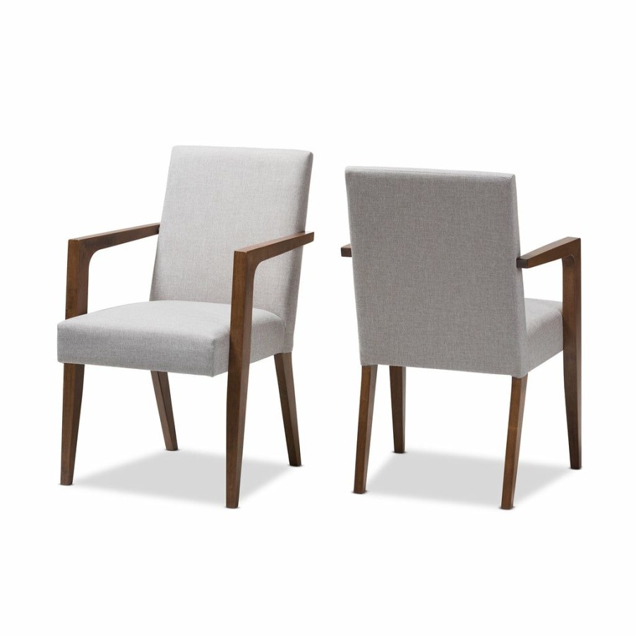 Chair * | Baxton Studio Reliable Quality Andrea Mid-Century Modern Upholstered Wooden Armchair (Set Of 2)