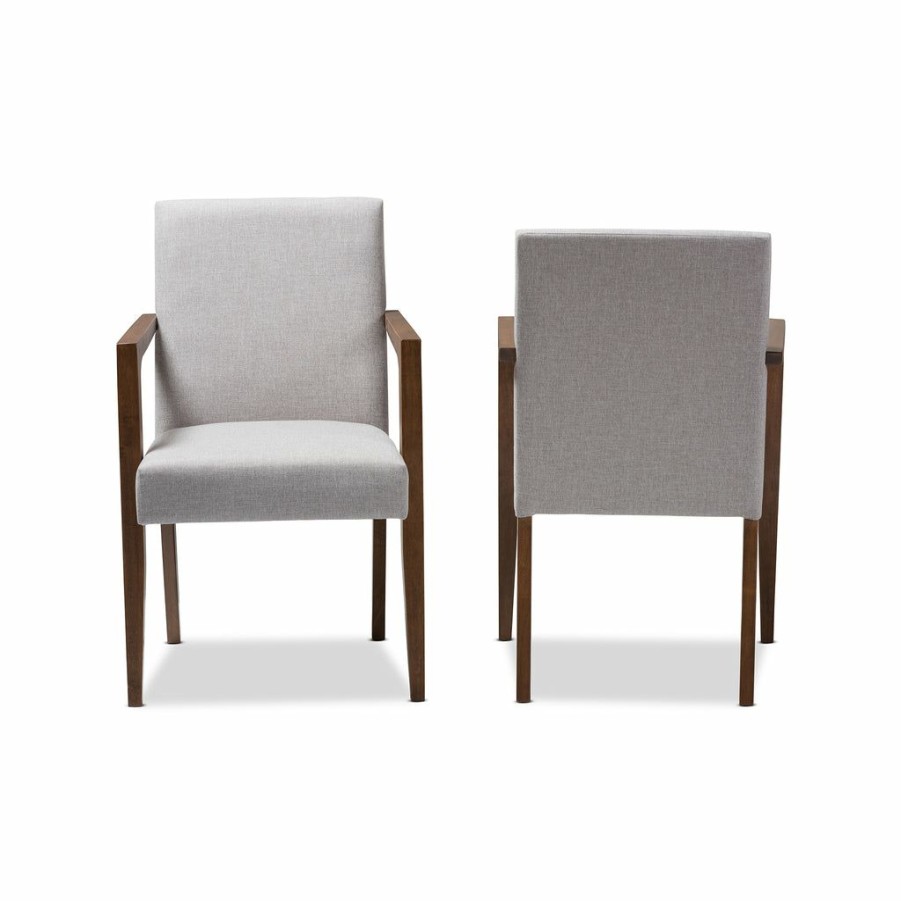 Chair * | Baxton Studio Reliable Quality Andrea Mid-Century Modern Upholstered Wooden Armchair (Set Of 2)