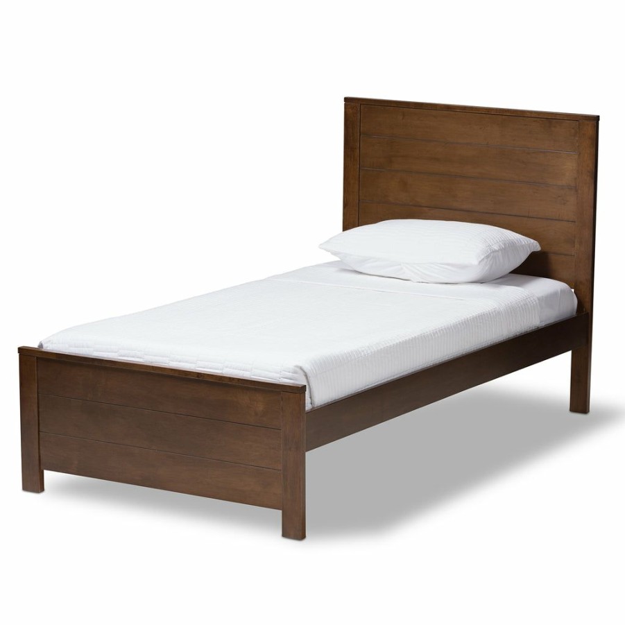 Bed * | Baxton Studio Crazy Deals Catalina Modern Classic Mission Style Brown-Finished Wood Twin Platform Bed