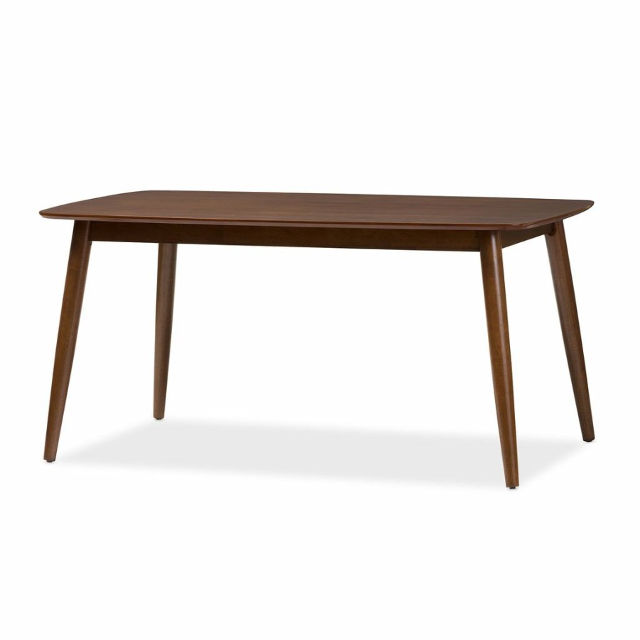 Drawer Table * | Baxton Studio Bestsellers Flora Mid-Century Modern "Oak" Medium Brown Finishing Wood Dining Table