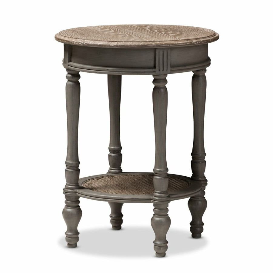 Drawer Table * | Baxton Studio Cheaper Noemie Country Cottage Farmhouse Brown Finished End Table