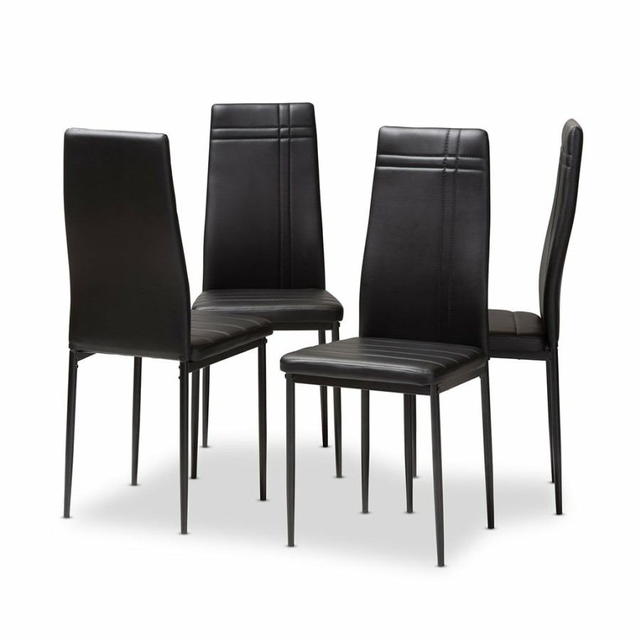 Dining Chair * | Baxton Studio Best Price Matiese Modern Contemporary Faux Leather Upholstered Dining Chair (Set Of 4)